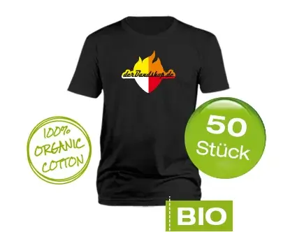 50 Bio Bandshirts mit 4-farbigem Druck