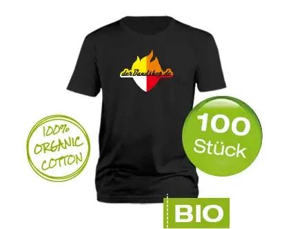 100 Bio Bandshirts mit 4-farbigem Druck