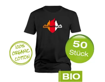 50 Bio Bandshirts mit 3-farbigem Druck