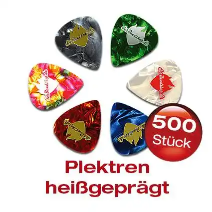 500 Zelluloid Plektren heißgeprägt