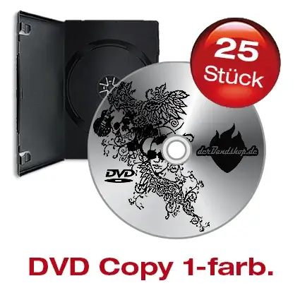 25 DVD´s mit 1 farbigem schwarzen Labeldruck