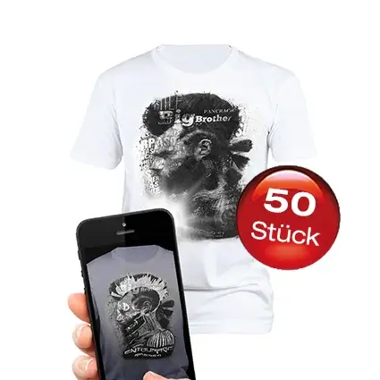 50 Flashshirts mit 1-farbigem Aufdruck + 2. Motiv