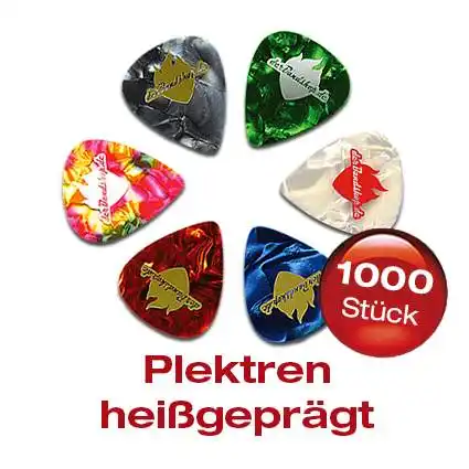 1000 Zelluloid Plektren heißgeprägt