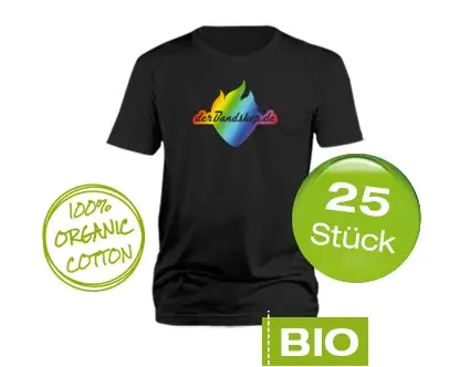 25 Bio Bandshirts mit 5-farbigem Druck