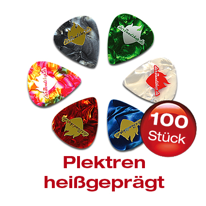 100 Delrin Plektren heißgeprägt