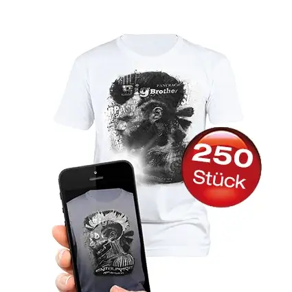 250 Flashshirts mit 1-farbigem Aufdruck + 2. Motiv
