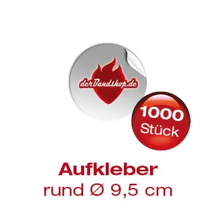 1000 Bandaufkleber Rund 9,5 cm