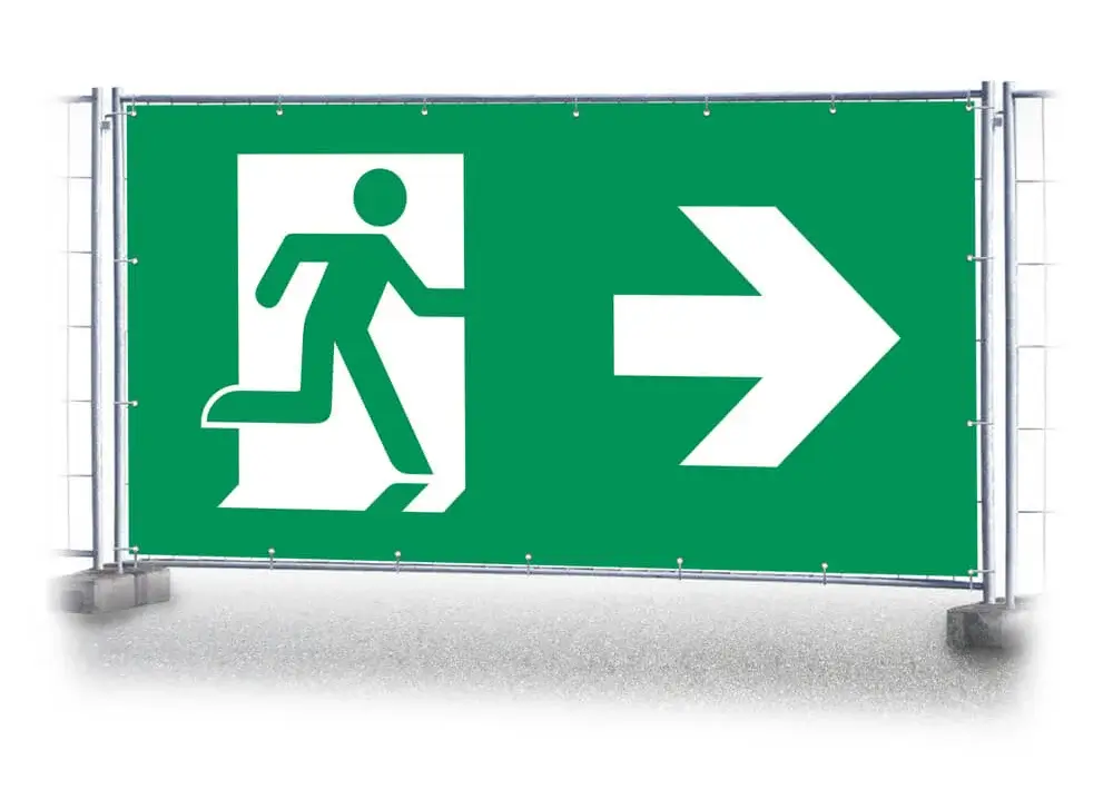 Bauzaunbanner Notausgang rechts