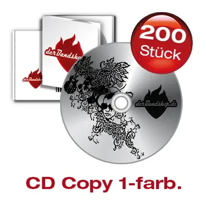 200 CD´s mit 1 farbigem schwarzen Labeldruck