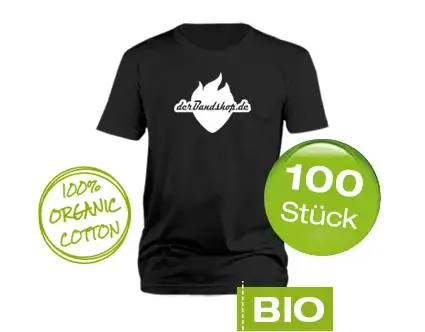 100 Bio Bandshirts mit 1-farbigem Druck