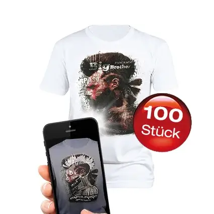 100 Flashshirts mit 5-farbigem Aufdruck + 2. Motiv