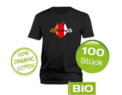 100 Bio Bandshirts mit 3-farbigem Druck