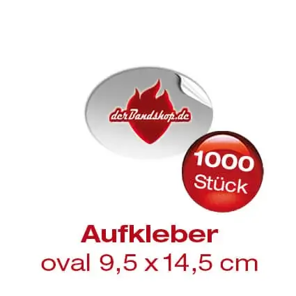 1000 Bandaufkleber Oval 9,5 x 14,5 cm